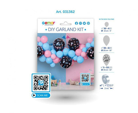 lyties atskleidimo šventė balionų girlianda gender reveal