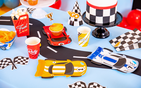 Race car party popcorn boxes – raudonos Fuel dėžutės, 6 vnt.