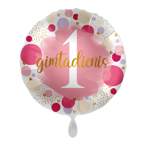 balionas balionai su gimtadieniu gimtadienis pirmas vieneri metai mergaitė mergaitei rožinis lietuviškas užrašas balionas su lietuviška spauda