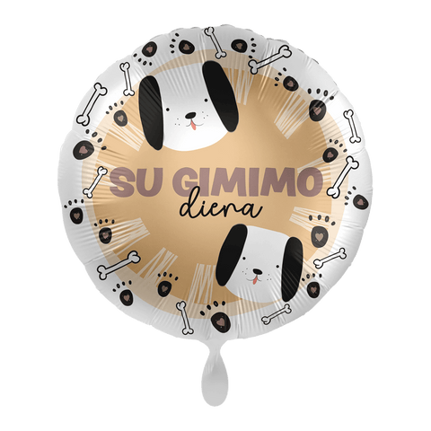 balionas balionai su gimtadieniu gimtadienis šuo šuniukas šuniukų tema lietuviškas užrašas balionas su lietuviška spauda