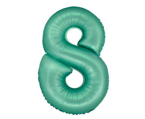 Matiniai žali mėtiniai mėtinės spalvos foliniai helio balionai skaičiai 0 1 2 3 4 5 6 7 8 9