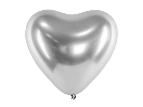 Balloons heart silver color (Glossy)