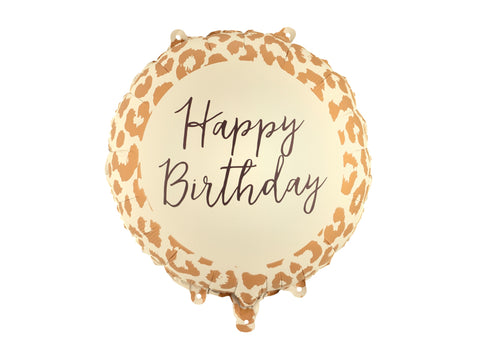„Happy Birthday“ ir leopardo rašto apvadu, 35 × 35 cm“.