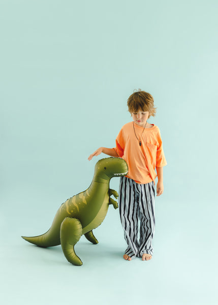 Didelis žalias dinozauro formos balionas vaikų gimtadieniui
