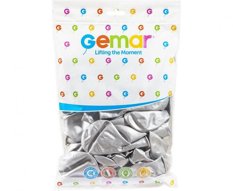 Balionai GEMAR - metalizuoti, blizgūs, sidabro spalvos