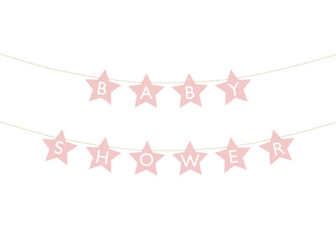 Juosta "Baby Shower" mėlyna, rožinė ir auksinė.