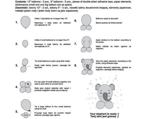 balionų rinkinys dramblys drambliukas