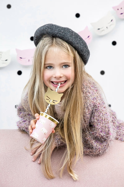 vienkartiniai puodeliai indai gimtadienis katino tema