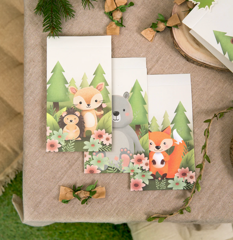 skanėstų maišeliai miško tema gyvūnai dekoraciniai maišiukai desertams dovanoms dovanų maišiukai svečiams dovanos lauktuvių maišiukų rinkinys