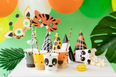 puodeliai safario gyvūnų šventės tema safari gyvūnai dekoracijos pirmas gimtadienis antras