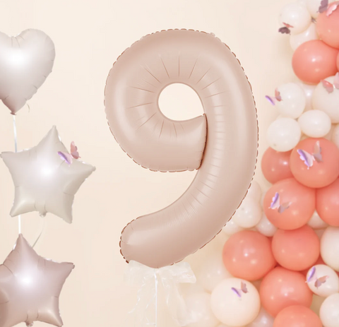 Light caramel colored foil balloon number 0-9