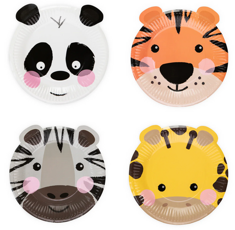 vienkartiniai indai lėkštės popierinės gyvūnai safaris pirmas gimtadienis šventinė atributika