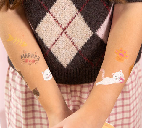 laikinos tatuiruotės katės katinai gimtadienis dekoracijos