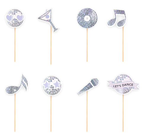 disko tema disco vakarėlio dekoracijos keksiukų dekoras