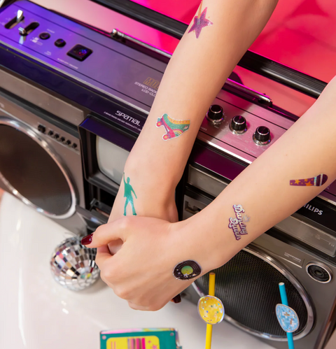 laikinos tatuiruotės disko tema disco vakarėlis dekoracijos disko rutulys