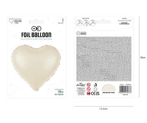 kreminė matinė širdelė balionas helio balionai mazeikiuose