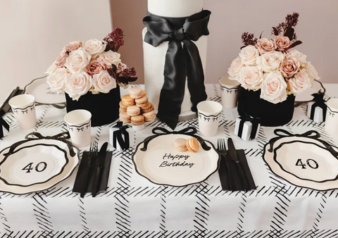 vienakartinės lėkštutės kaspinėliai happy birthday dekoracijos šventėms