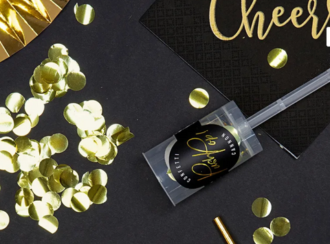 Confetti cannon "Push pop" (gold, silver colors)