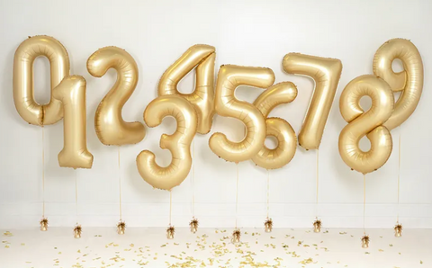 Matte gold foil balloons numbers 0 to 9