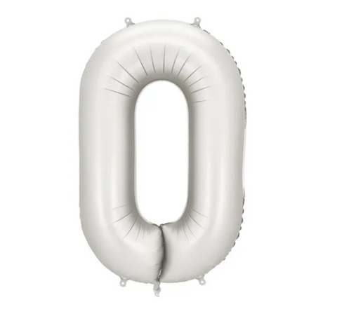 Matiniai sidabro spalvos foliniai balionai skaičiai nuo 0 iki 9