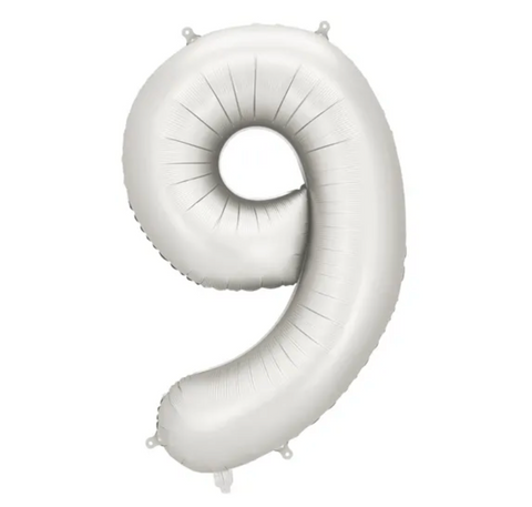 Matiniai sidabro spalvos foliniai balionai skaičiai nuo 0 iki 9