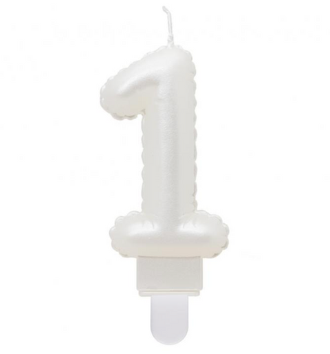 Gimtadienio žvakutės skaičiai - perlo baltumo