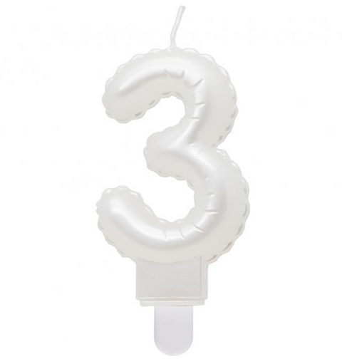 Birthday candles numbers - pearl white