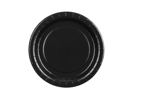 Juodos popierinės lėkštės 18 ir 23 cm