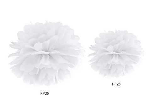 Pompom decorations in various colors