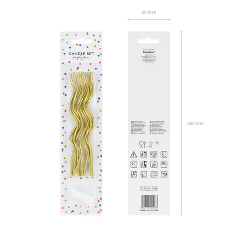 Gimtadienio žvakutės banguotos (aukso spalvos)