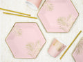 Vienkartinės lėkštės "Šešiakampės su lapų raštu"