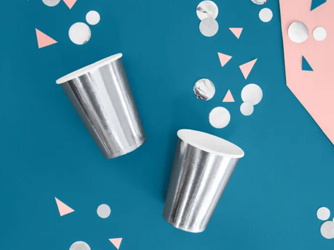 sidabriniai auksiniai rose gols puodeliai puodukai popieriniai vienkartiniai gimtadieniui indai dekoracijos