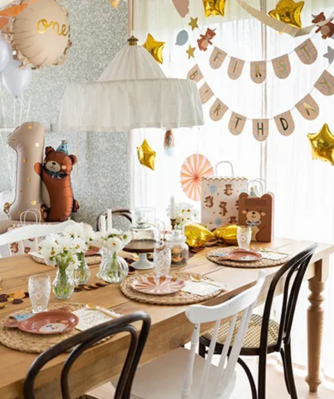 Number 1 foil balloon with teddy bear