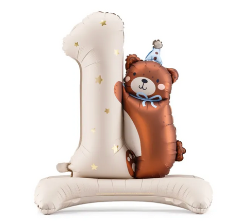Number 1 foil balloon with teddy bear