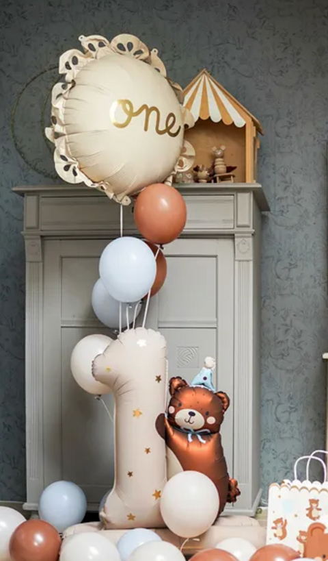 Number 1 foil balloon with teddy bear