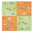 Safari servetėlės 33 x 33 cm žalios ir oranžinės spalvos su safari gyvūnų motyvais